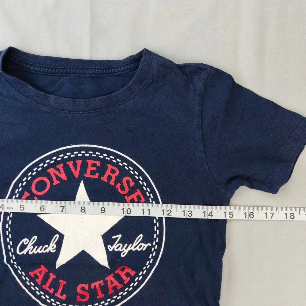 Converse Tee Shirt Boys M Navy Blue Chuck‎ Taylor All Star Graphic Logo Crewneck